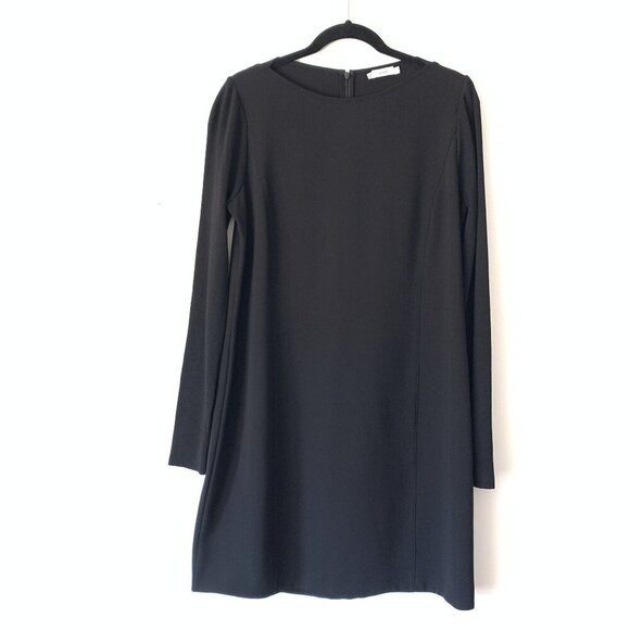 Vince Womens Black Long-Sleeve A-Line Shift Dress Back Zipper Closure Size 12 - Picture 1 of 9